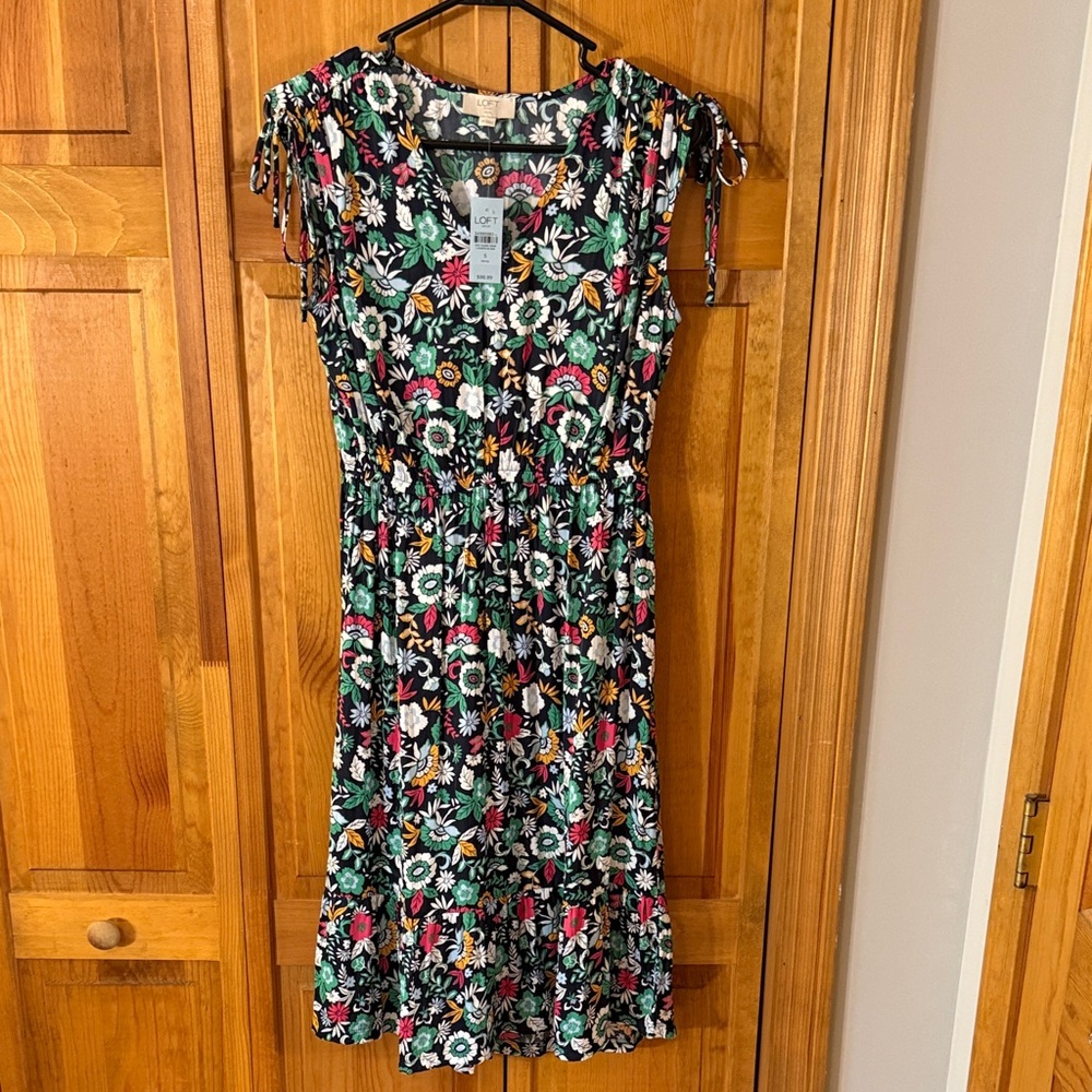 LOFT Multicolor Floral Midi Dress